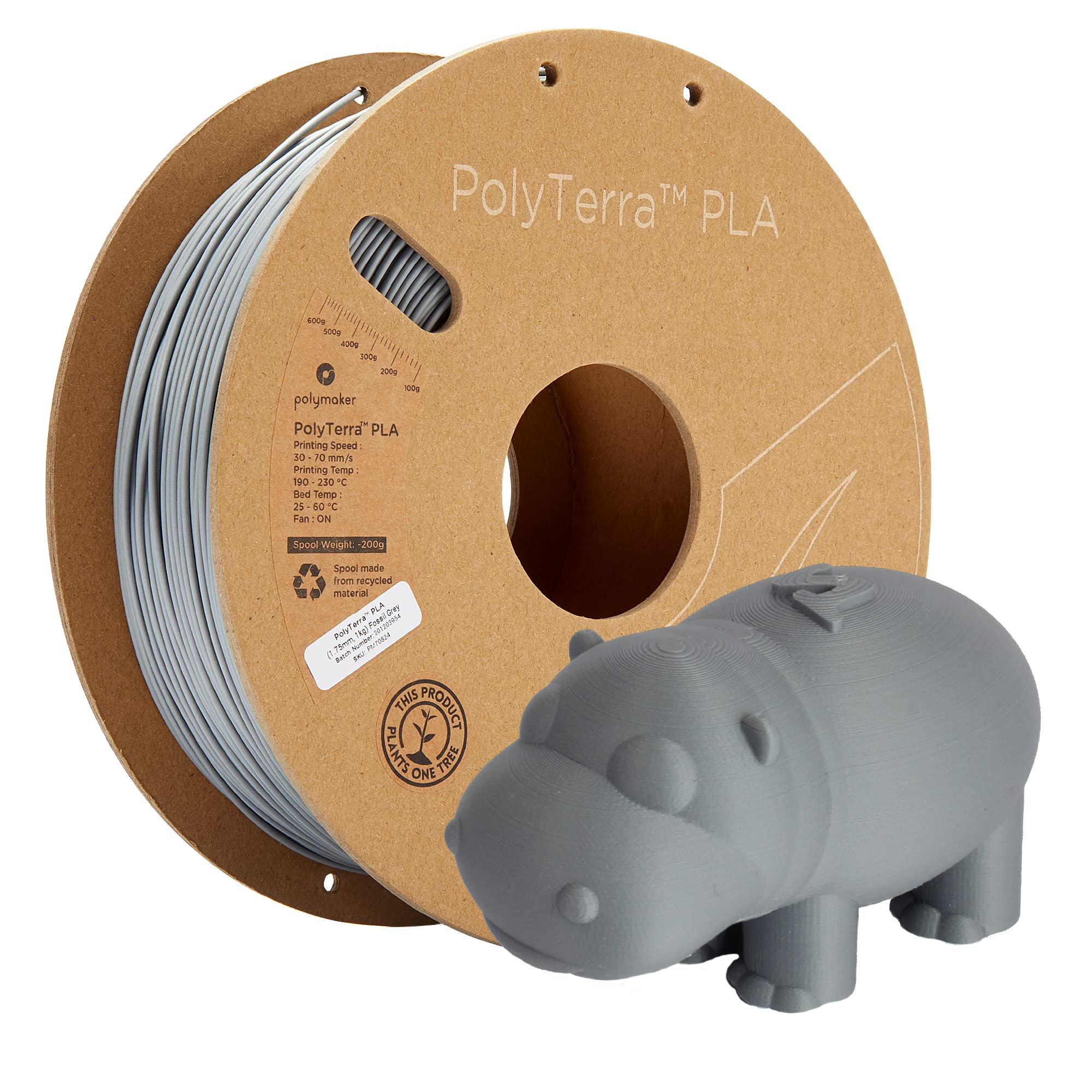 Polymaker Matte PLA Filament Matte Fossil Grey