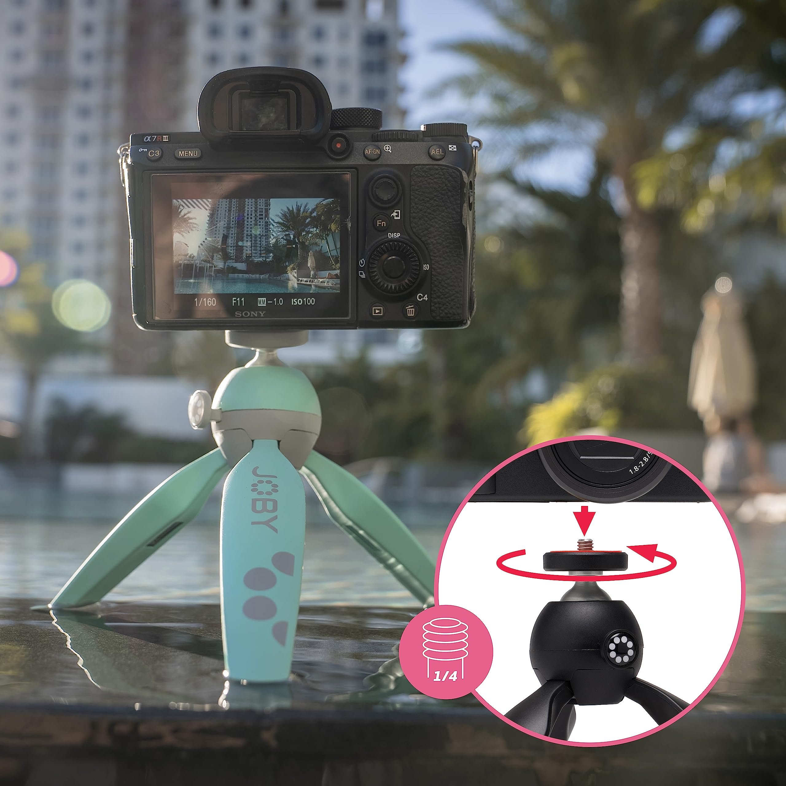 JOBY HandyPod 2 Kit, Table Top Tripod with GripTight 360 Phone Mount and Pin Joint Mount, Phone Tripod for Smartphones, Action Cam and Mirrorless Cameras or Devices up to 1.0Kg (2.2lbs), Teal
