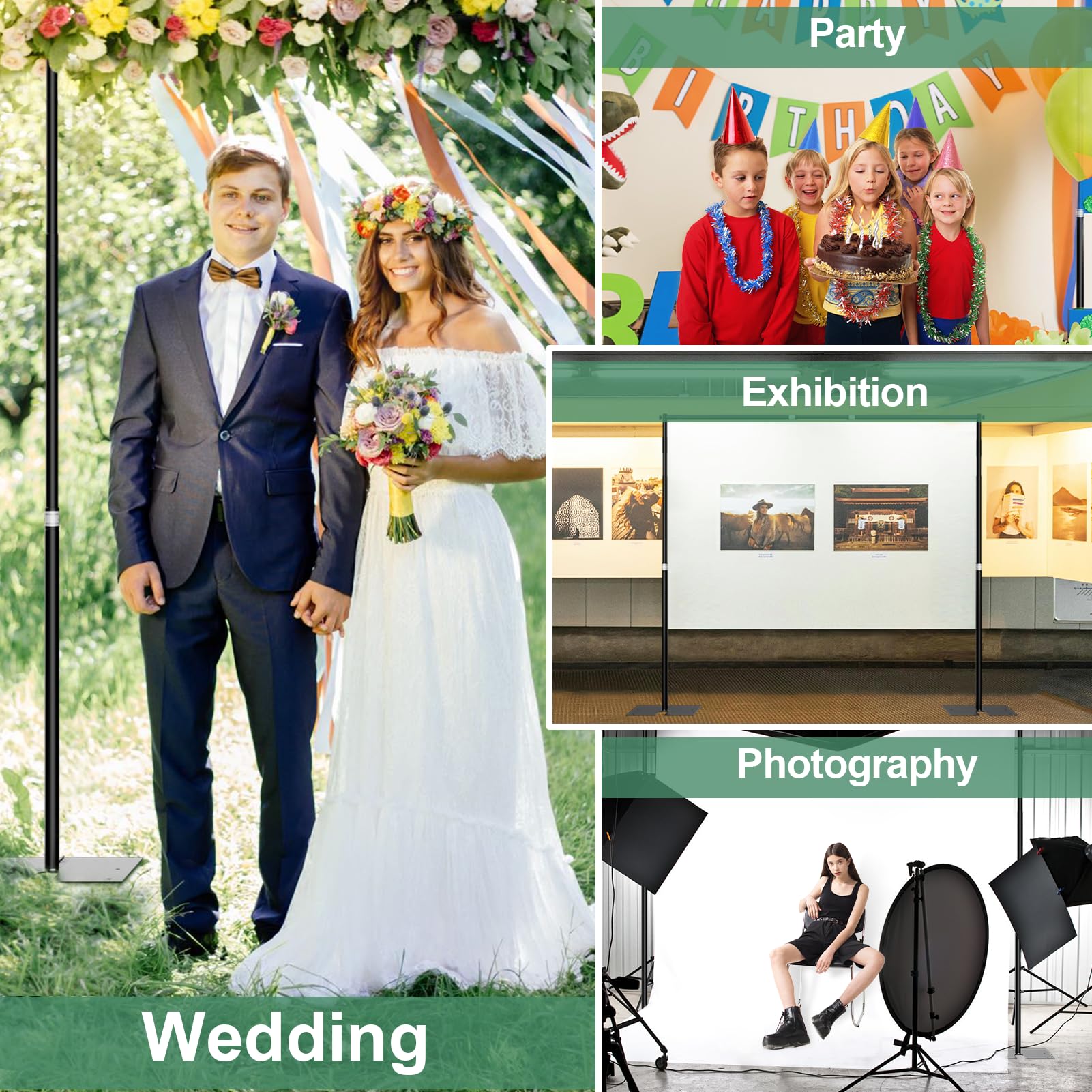 Pipe and Drape Backdrop Stand Kit 10x10ft, Heavy Duty Back Drop Adjustable Stand with Carry Bag, Metal Background Frame for Parties Wedding Birthday Decoration Photography Photo Booth Video