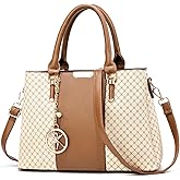 Purse and Handbags for Women, 3 Zip Compartments Tote Bag Designer Shoulder Purse Top Handle Satchel Bags
