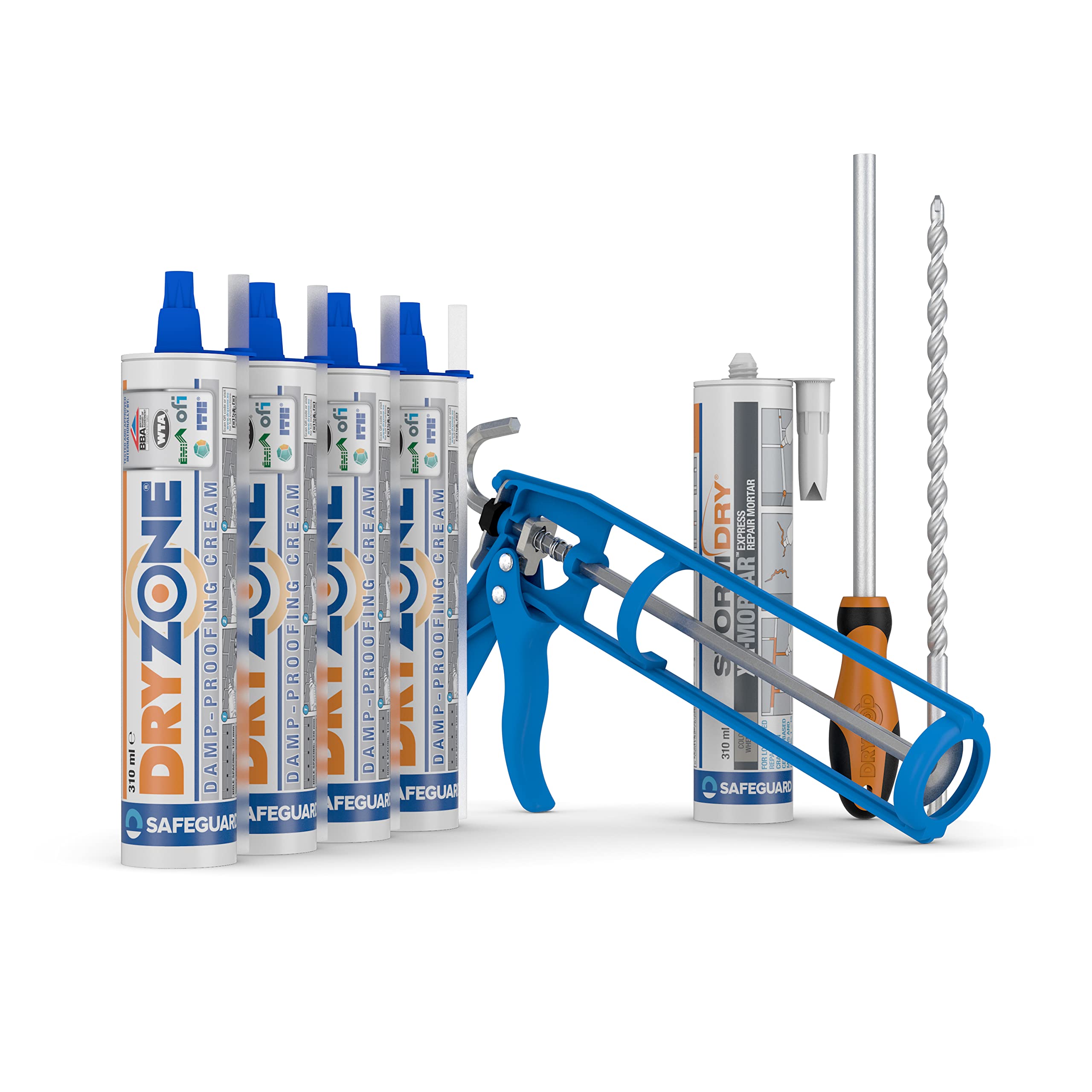 Dryzone Damp Proofing Cream 310ml - DPC Injection Kit: 6m Coverage (9" wall) - BBA Approved Rising Damp Treatment