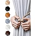 NazTur Magnetic Curtain Tiebacks- Upgrade 2022 with a Thicker Twist Rope and Strong Magnet Tieback Window Treatment Holdbacks Draperies Holders Decorative Drape Handmade Curtain Tie Back (Beige, 2)
