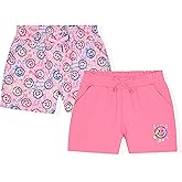 Sweet Butterfly Girls Shorts for Sports Play and Casual Wear 2 Pack Soft French Terry Summer Shorts for Kids