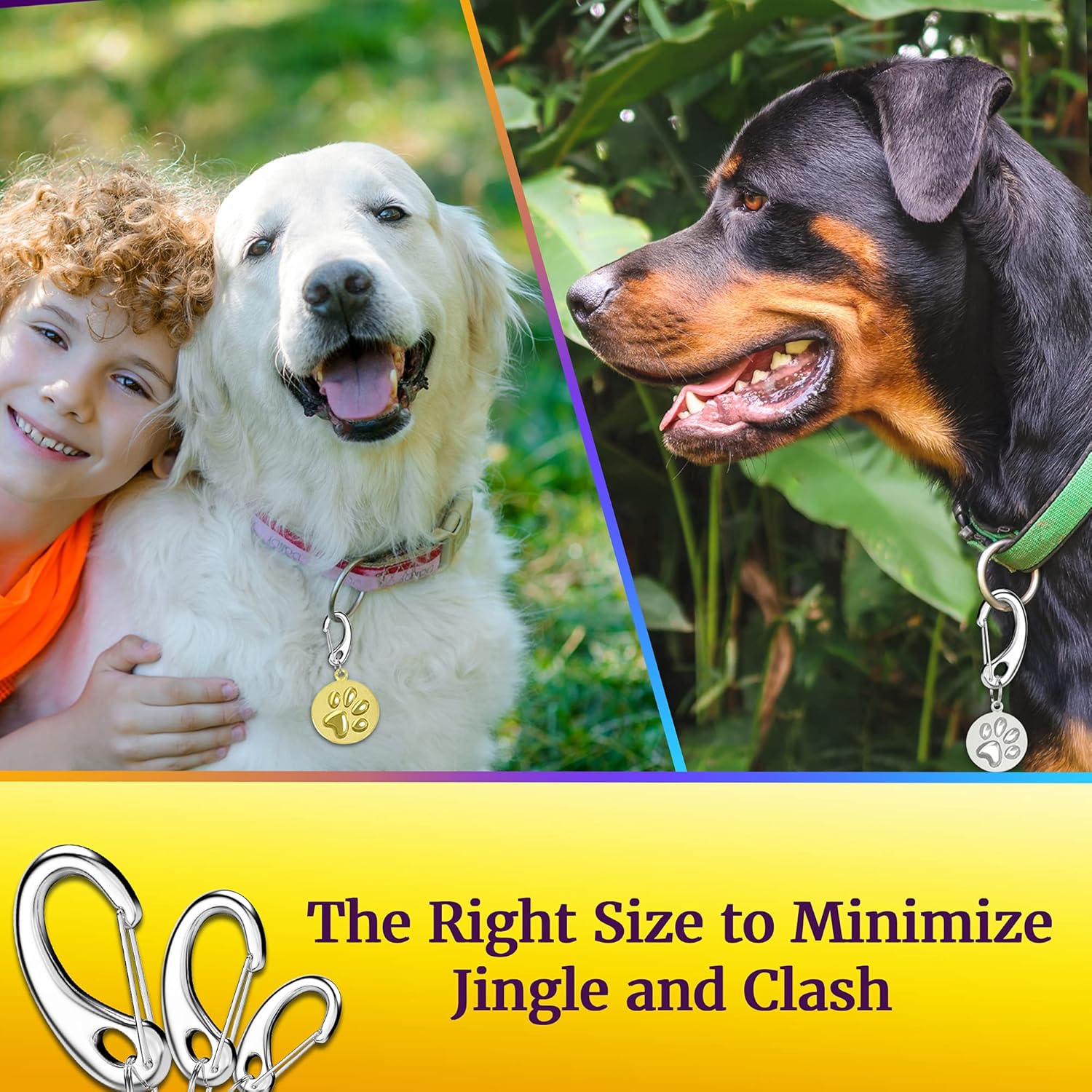 Leash King Dog Tag / Pet ID Tag w/ Pet Tag Quick Clip Combos- 1 Pair (2 pcs) of Standard Quick Clips - Entirely sugrical Stainless Steel : Pet Supplies