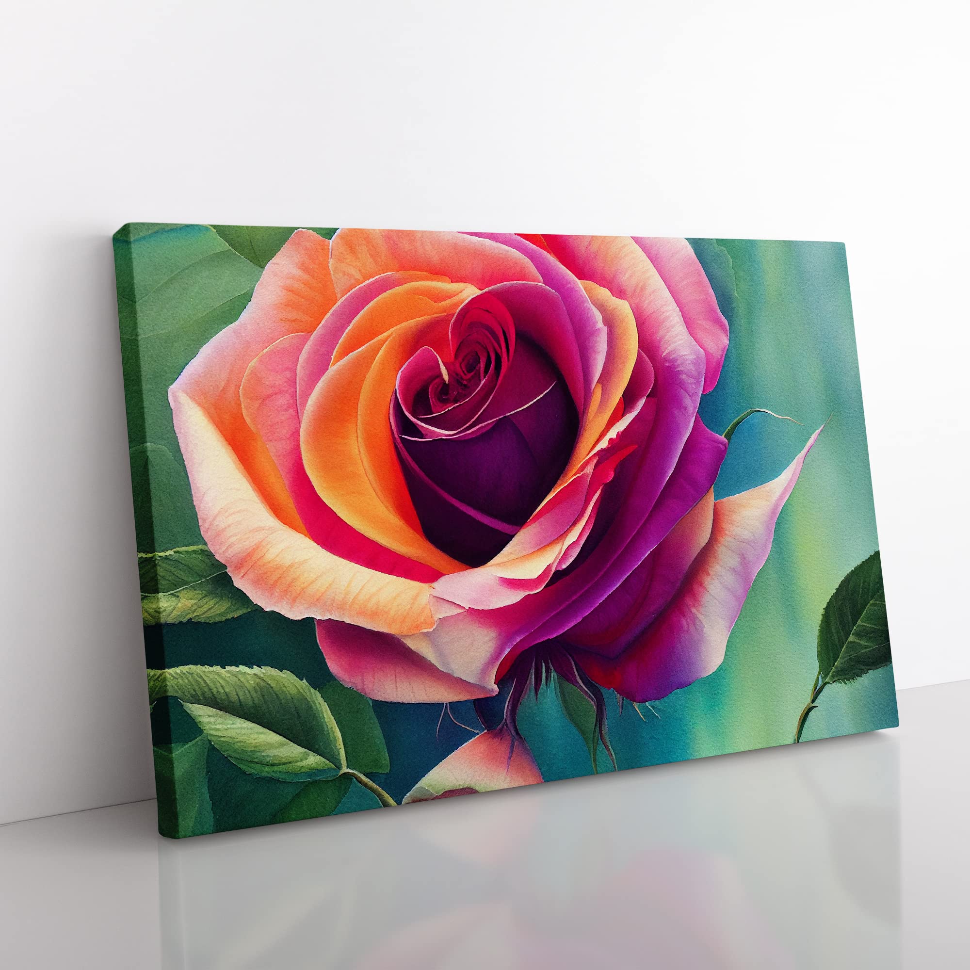 Terrific Rose Flower Canvas Wall Art Print Ready to Hang, Framed Picture for Living Room Bedroom Home Office Décor, 50x35 cm (20x14 Inch)