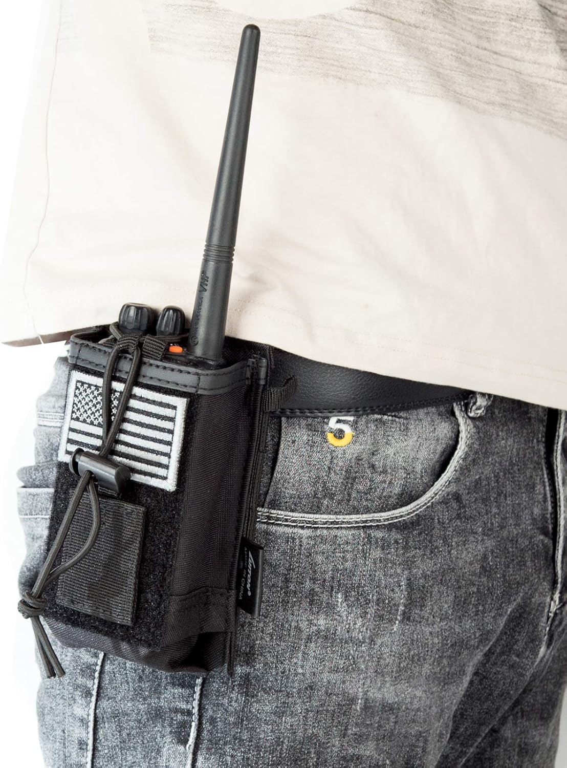 Tactical Radio Holder Radio Case Molle Radio Holster Military Heavy Duty Radios Pouch Bag for Two Ways Walkie Talkies Adjustable Storage with 1 Pack Patch