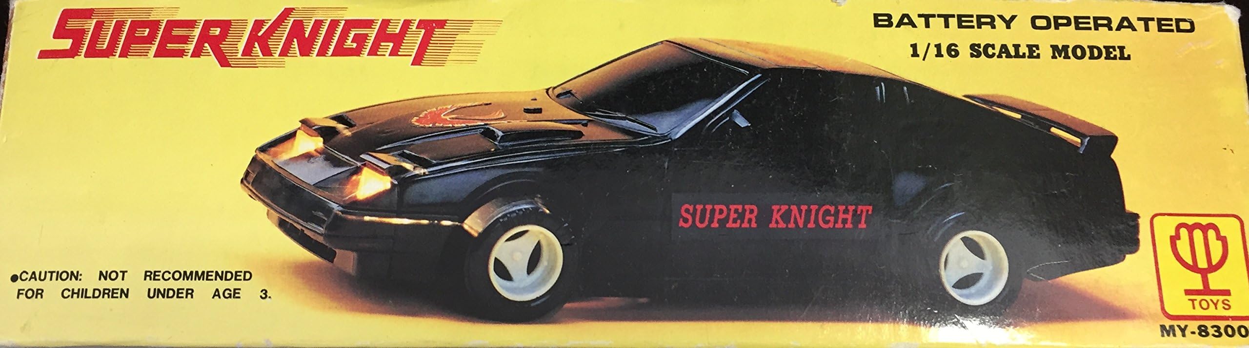 Vintage 1982 Min Yin Super Knight Rider Bootleg Battery Operated 1/16 Scale Model Car Nissan 300ZX Complete And Boxed