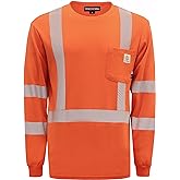 BOCOMAL FR Tee Shirts High Visibility/Hi Vis Flame Resistant/Fire Retardant Shirt 7oz Reflective Men's Safety Shirts