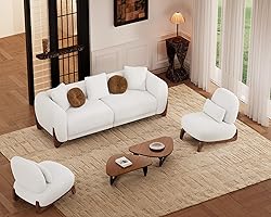 Morden Fort 3 Piece Cloud Couch Set, Modern Sherpa