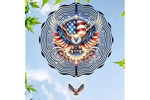 INCOK American Eagle Wind Spinner Outdoor - 250 Anniversary Wind Chime for Outside, Hanging Ornament for Garden Decor, 12-Inches Metal Wind Sculptures for Indoor Patio Lawn Yard Veterans Day