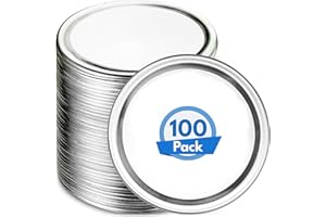 100 pcs Canning Lids for Mason Jars (Silver, 86 mm), Wide-Mouth Size w/Food Safe Sealant, Air-Tight Seal to Keep Preserves Fr