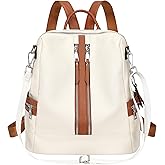 ALTOSY Genuine Leather Backpack Purse for Women Convertible Shoulder Bag Crossbody Bag Elegant Casual Daypacks (S77 Beige/Brown)