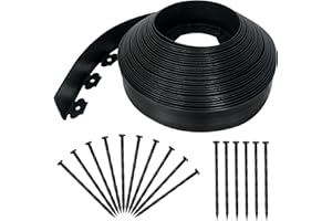 Quibbay 3.15" x 100' No Dig Landscape Edging, Flexible Garden Edging Borders with 90 Anchoring Spikes, Plastic Lawn Edging for Landscaping Garden Flower Beds Grass Yard Paver Pathway, Black