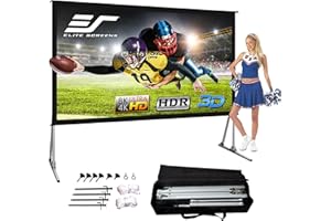 Elite Screens Yard Master 2, 75-inch Outdoor Projector Screen with Stand 16:9, 8K 4K Ultra HD 3D Fast Folding Portable Movie 