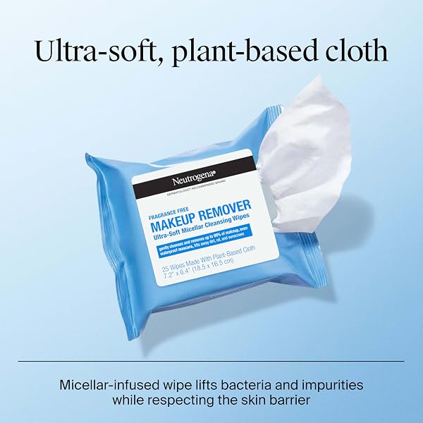 6 PACK NEUTROGENA FRAGRANCE-FREE MAKEUP REMOVER WIPES SINGLES, INDIVIDUALLY WRAPPED FACE TOWELETTES, GENTLY REMOVE DIRT, OIL, WATERPROOF MASCARA & MAKEUP, ALCOHOL-FREE DAILY FACE WIPES FOR TRAVEL, 20 CT