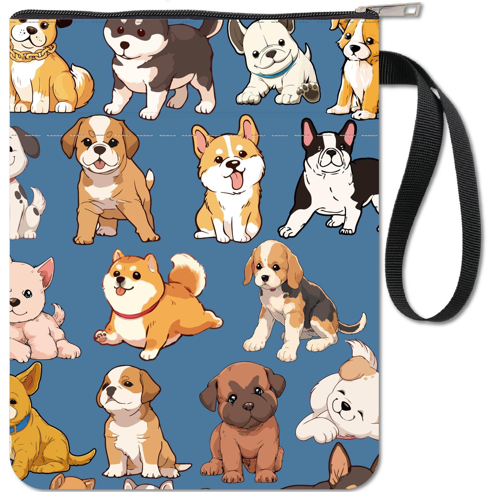 CRASPIRE Cute Dog Background Book Sleeve with Zipper Book Lovers Gifts Hardcover Paperbacks Waterproof Book Pouch Bag Protector Front Pocket Case Cover for Women Friends Readers Librarian Bibliophile