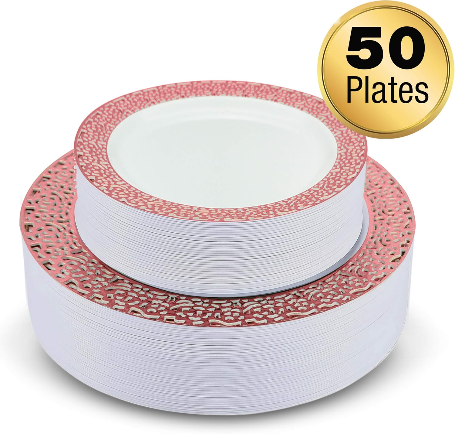 *NICE PRICE!* Amazon Hard Plastic Plates White and Gold Plastic