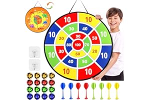 DOUEUREL Kids Toys Dart Board, 2 in 1 Dinosaur Dart Board Set with 12 Magic Balls and 8 Darts, Safe Indoor Outdoor Sports Party Game Toys for 5 6 7 8 9 10 11 12 Years Old Boys Adults Gift