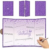GHTRP Purple Birthday Party Decorations - Purple Happy Birthday Guest Book Alternative for Women Men - 18 ''x12'' Signature Book/Signing Card Board Gifts - Party Decor & Supplies - A01
