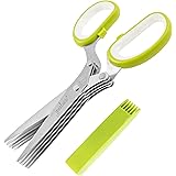 Jenaluca Herb Scissors Stainless Steel - Multipurpose Kitchen Shear with 5 Blades and Cover with Cleaning Comb