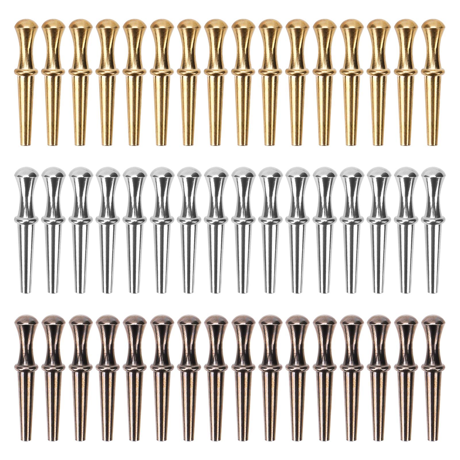 48pcs Cribbage Board Pegs, Metal Cribbage Pegs Tapered Design Cribbage Board Pins Fit 1/8 Hole Cribbage Traditional Board Game for Friends and Family, 3 Colors