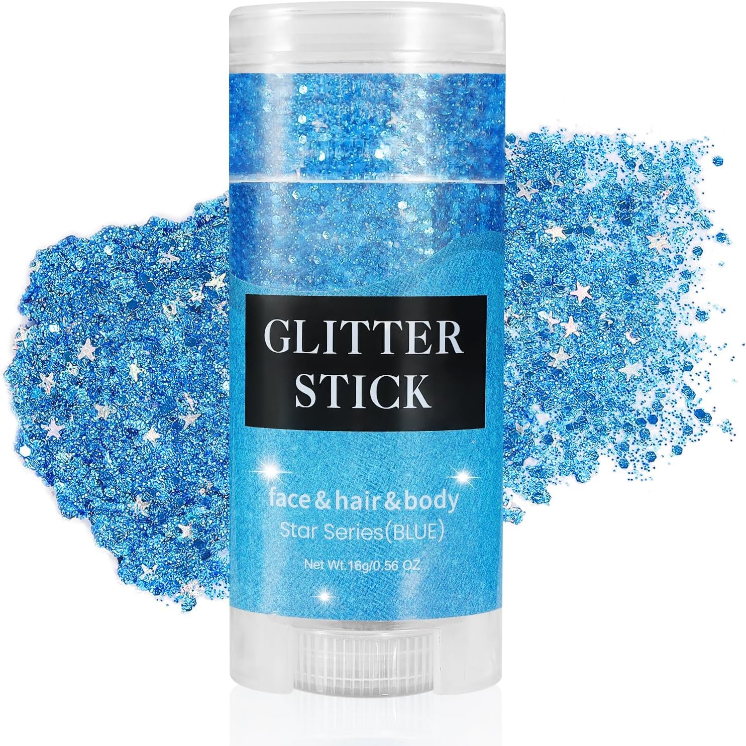 Go Ho Blue Body Glitter Stick,Rotating Mermaid Face Glitter Stick,Holographic Glitters for Face/Body/Hair/Eye,Sparkling Festival Accessories for Women