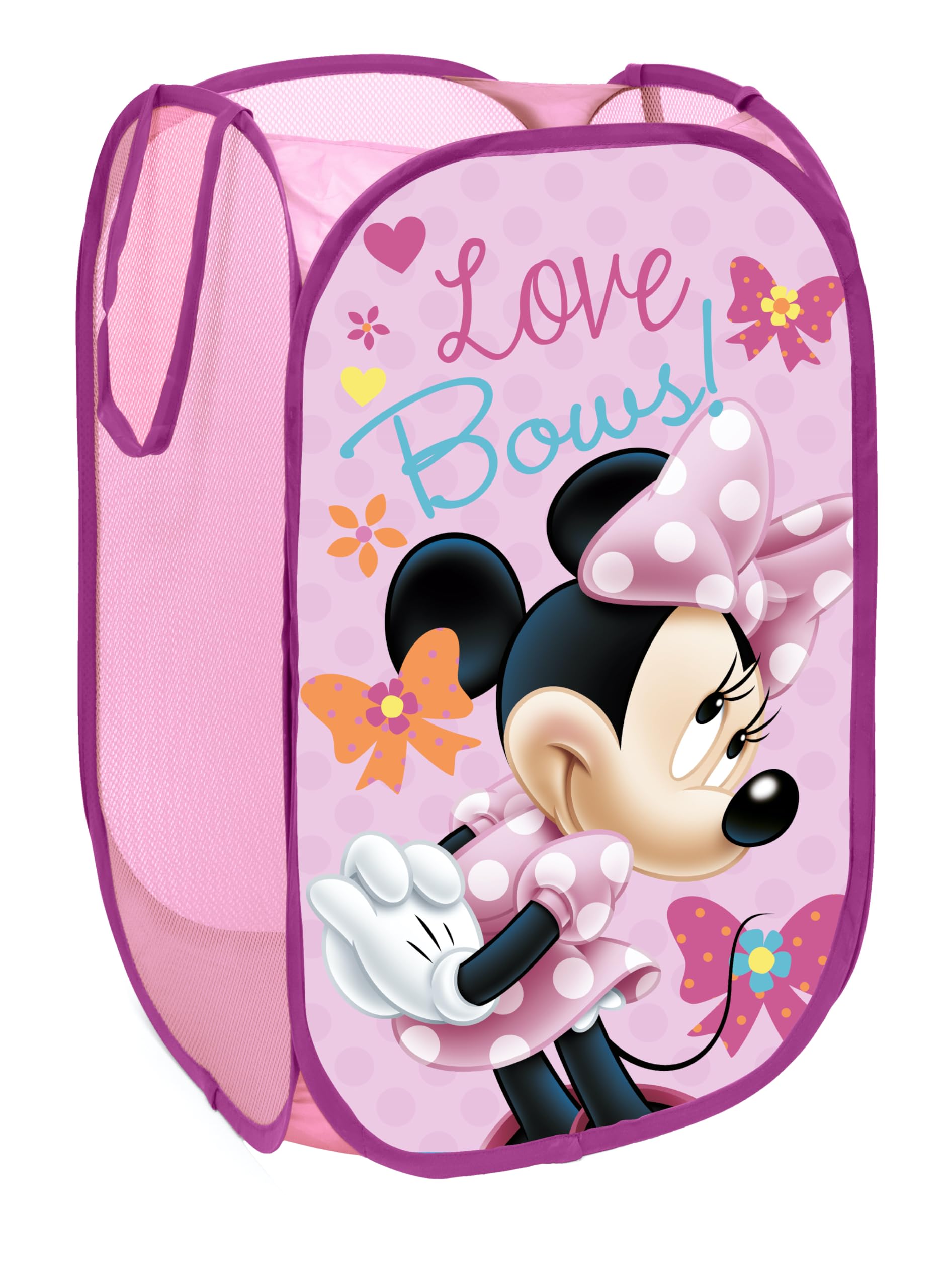 SUPERDIVER - Minnie Mouse Collapsible Storage Basket - Official Disney License - Ideal for Toys & Clothes - 14x14x23 inches - Lightweight & Compact - Perfect for Kids.