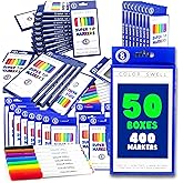 Color Swell Super Tip Washable Bulk Markers Pack 50 Boxes of 8 Vibrant Colors (400 Total Markers) Perfect for Kids, Parties, Classrooms