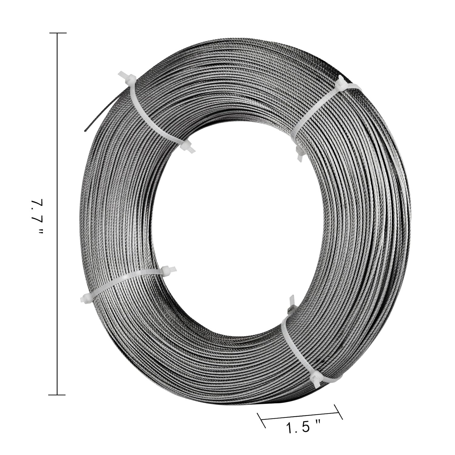 Quarter Inch Steel Rope LOVSHARE 1/4 Inch Wire Rope Cable 500FT Reel 304 Stainless Steel Cable ...