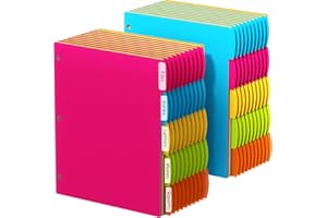 HABGP 3 Ring Binder Dividers with Tabs, 100PCS/20 Set Plastic Dividers for 3 Ring Binder, 5 Tab 3 Hole Punch Dividers Color Pages, Three Ring File Dividers with Tabs,Tabbed Index Dividers