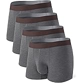 DAVID ARCHY Mens Trunks Underwear Soft Breathable Rayon Made from Bamboo for Men No Fly Pouch 4-Pack