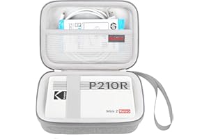 Elonbo Carrying Case for KODAK Mini 2 Retro 4PASS Portable Photo Printer, Digital Instant Print Camera Travel Bag Storage Holder, Mesh Pocket Fits Printing Paper, Cable, Grey