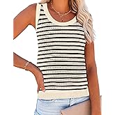Zeagoo Womens Summer Crochet Sleeveless Sweater Vest Round Neck Hollow Out Knit Tank Tops Casual Loose Cami Tops