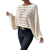 SweatyRocks Women's Oversized Boat Neck Sweater Ripped Knit Long Sleeve Casual Pullover Tops White X-Large