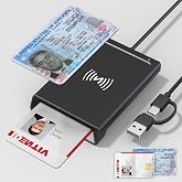 NFC Reader USB-C/USB-A - 2-in-1 Multi CCID Smart Card Reader for PIV, CAC, IC, ID, Credit Card, CAC Reader Military, Government PIV Card Reader with NFC Tap-to-Read for Mac, Windows, Android, Linux