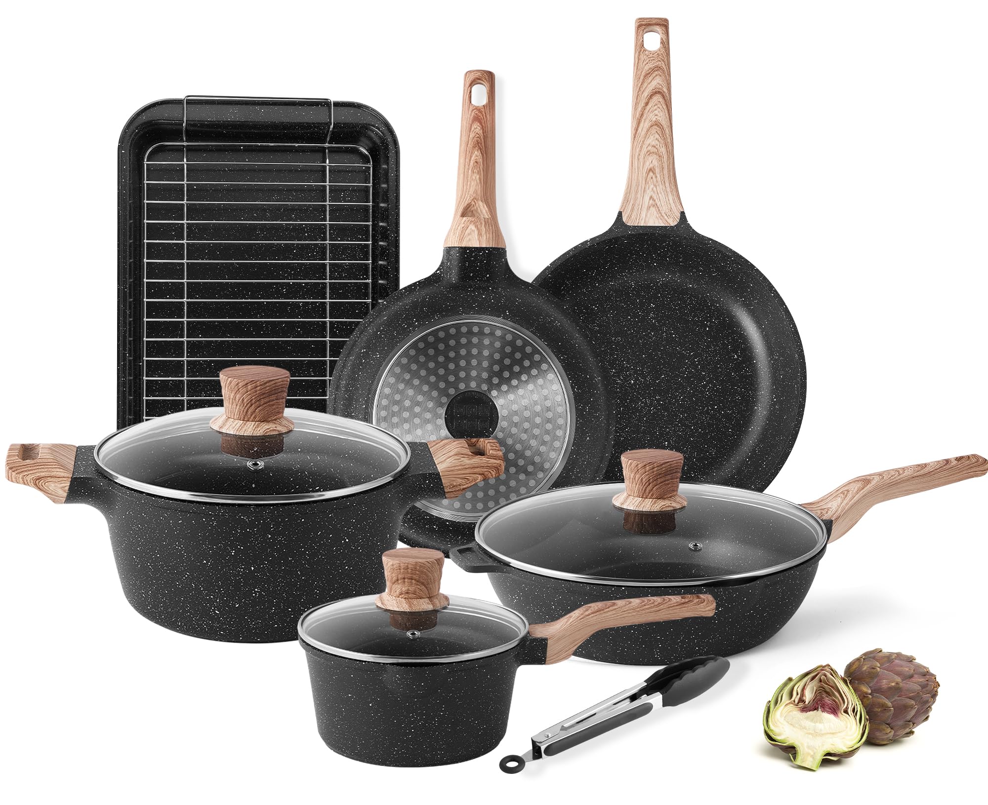 Photo 1 of Pots and Pans Set - Caannasweis Nonstick Granite Stone Cookware Sets