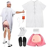 9 Pieces Patient Gown Party Costume Set Hospital Gown Costume for Women and Men Unisex Hospital Gowns Funny Halloween Cosplay Costumes Hospital Gown Funny Shorts for Halloween Cosplay Party