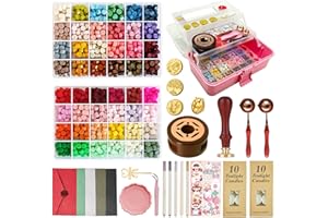 Upgraded Wax Seal Stamp Kit,Wax Seal Stamp Kit with Storage Box,48 Color 1200 Pcs Wax Seal Beads With 4 Pcs Wax Seal Stamps,S
