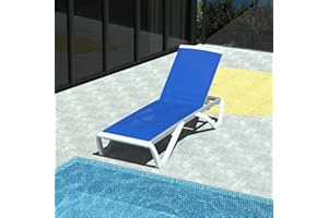 DOMI OUTDOOR LIVING Domi Patio Chaise Lounge Outdoor Aluminum Polypropylene Chair with Adjustable Backrest,for Beach,Yard,Balcony,Poolside Sunbathing Chair (1 Blue Chair)