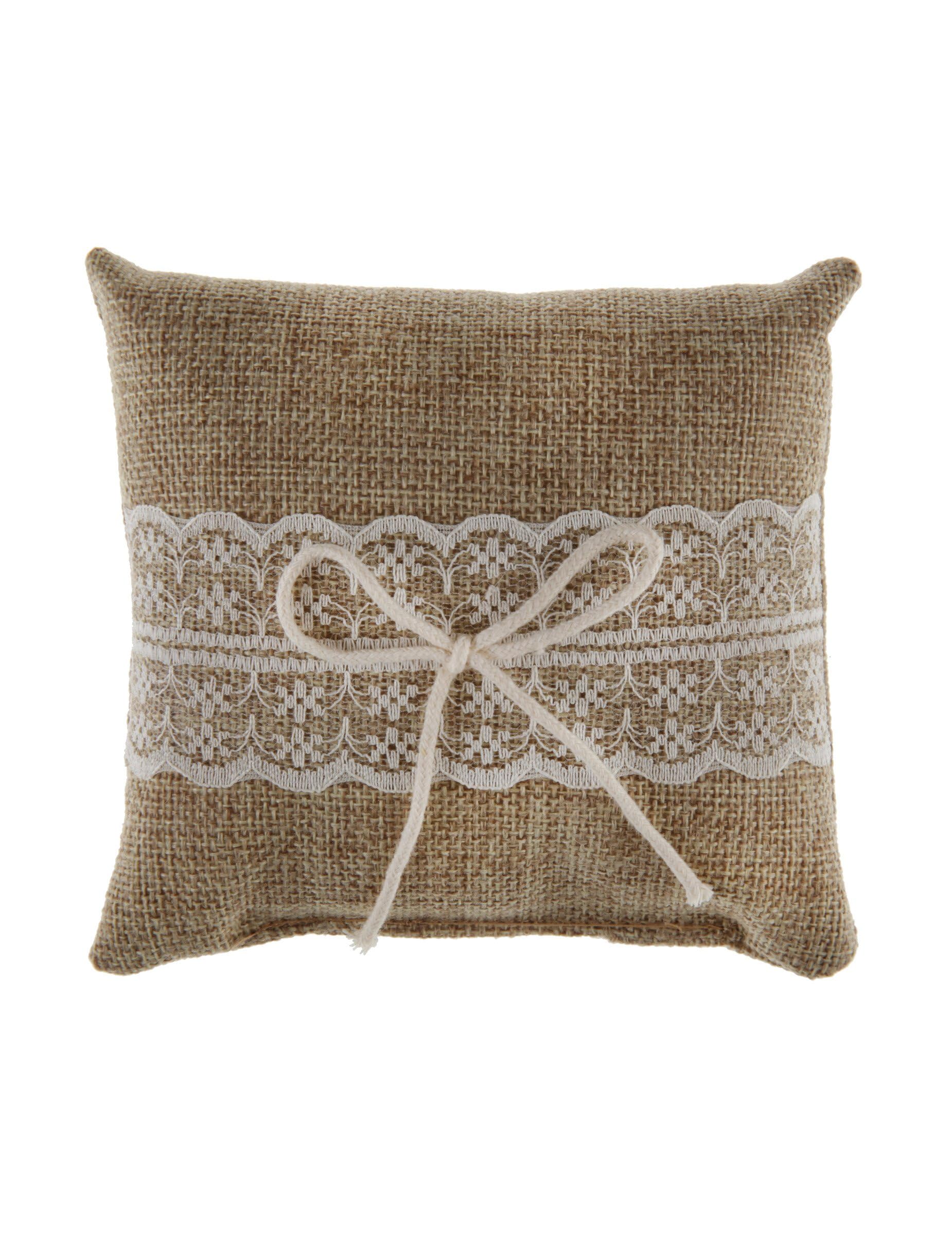 Santex mariage Cushion Jute and Lace 12 cm