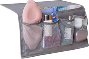 Houseify Slumber & Stow Hanging Bedside Caddy - 5 Pocket Bed Caddy Organizer for Tablets, Magazines, Phone, Glasses, Remotes & More - Ideal Storage For Dorm, Bedroom & Living Areas - 10"x17.3"