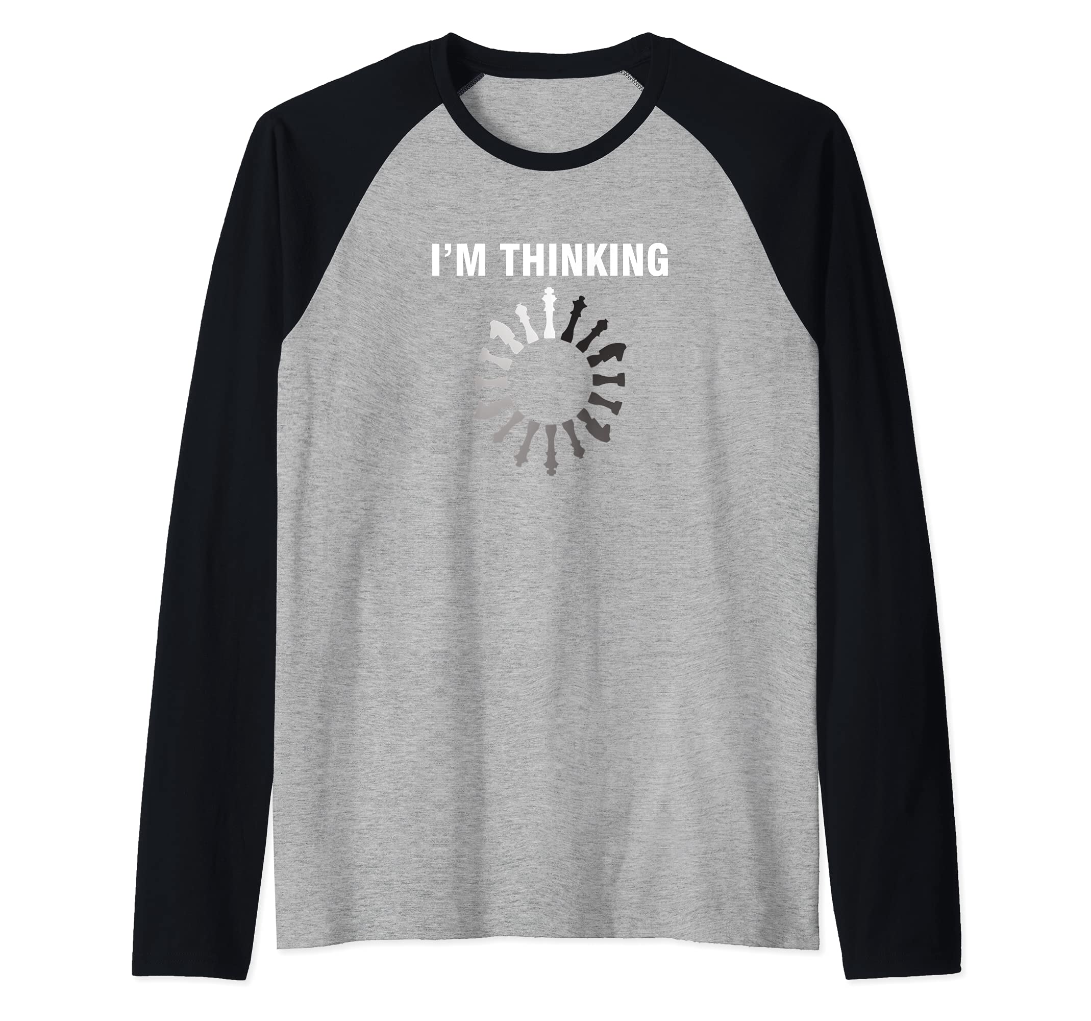 Think Thinking Chess Board King Checkmate Queen Game Raglan Baseball Tee