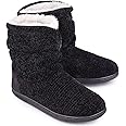 LongBay Women's Chenille Knit Bootie Slippers Cute Warm Plush Fleece Memory Foam House Shoes