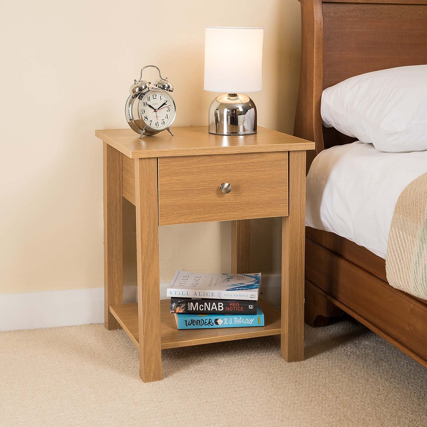 Christow Bedside Table Light Oak With Dr Buy Online In Martinique At Desertcart