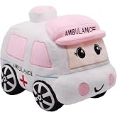 YONLIT Soft Plush Ambulance Stuffed Car Toy Super Cute White Truck Plushie Excellent Gifts for Kids or Birthday Party 10.6 Inches (Ambulance)