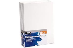 Royal & Langnickel Essentials 12x16 Triple Gessoed Stretched Canvas Value Pack, for Oil and Acrylic Painting, 6 Pack