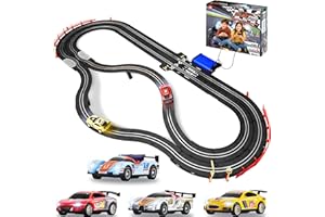 ATLASONIX Slot Car Race Track Sets, Slot Cars - Electric Race Car Track Set, 4 High Speed Cars Tracks for Kids Ages 4-8, Remote Control Car, Gifts Toys for Boys - 115' Racetrack