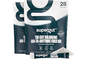 Supergut Daily Prebiotic | High Fiber Supplement Mix | Gut Health | Low fodmap | Soy Free | Keto Friendly | 8g Fiber | 0g Sugar | Unflavored Plant Based Supplement Powder (56 Servings, 2 Bags)