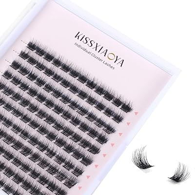 LYMYBETY Cluster Lashes 144Pcs D Curl 12mm Wide Stem DIY Eyelashes
