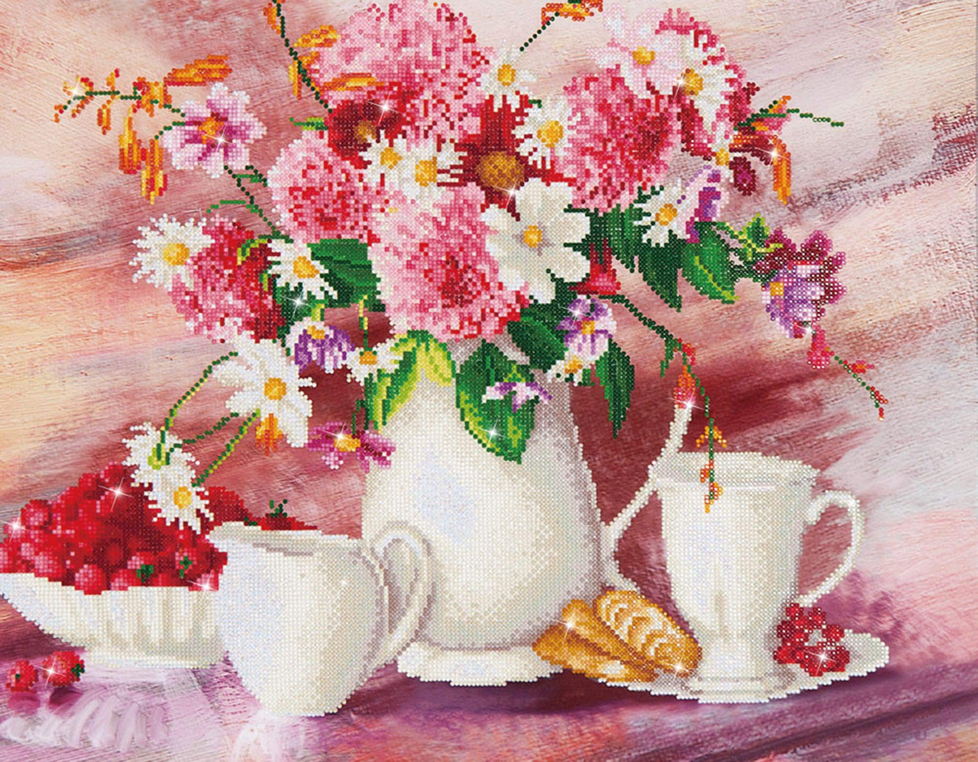 DIAMOND DOTZ Painting, Beginner Kit, Romantic Tea Time, 72x56cm — image 1